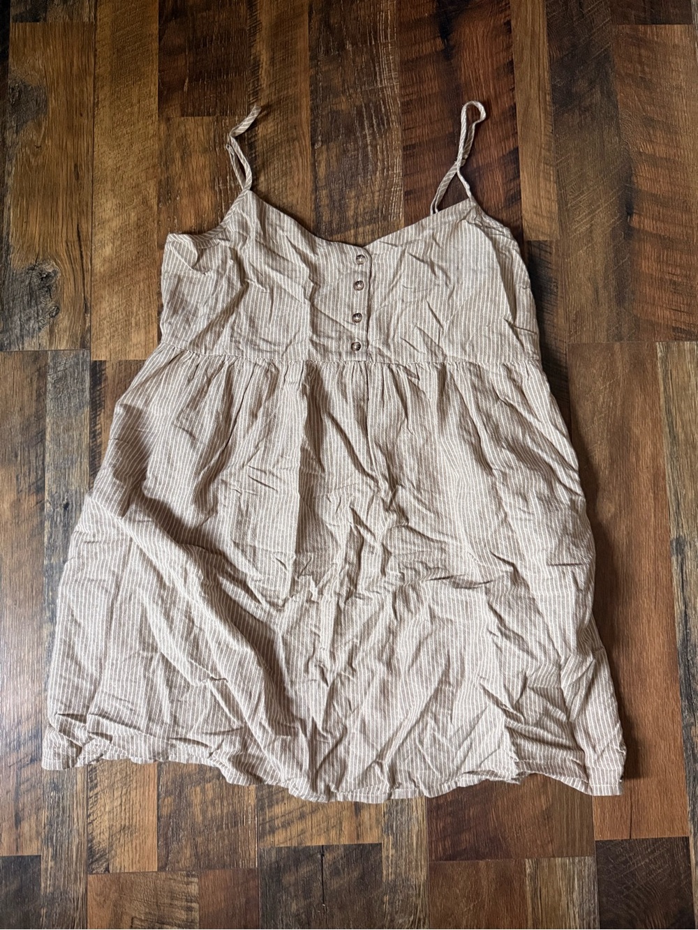 Volcom Beige & White Striped Spaghetti Strap Mini Dress